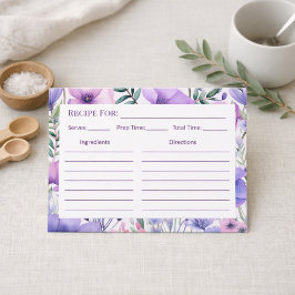 Tarjeta de Receta Floral Púrpura Elegante Regalo d