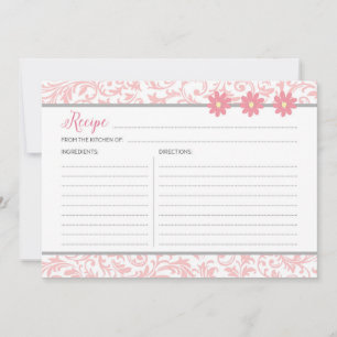 Tarjeta de receta floral rosa
