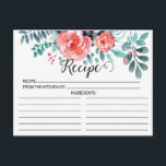 Tarjeta de receta floral rosa de bonito<br><div class="desc">Tarjeta de Receta Floral Rosa bonito. La parte delantera de la carta tiene espacio para el título de la receta,  de la cocina de y los ingredientes. La parte posterior tiene tiempo de preparación y tiempo total con líneas para direcciones.</div>