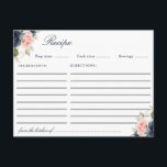 Tarjeta de receta floral rosa rosa azul marino col<br><div class="desc">Un bonito diseño de flores color azul rosa y azul marino. Las características de este diseño pueden ser personalizadas.</div>