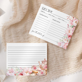 Tarjeta de receta Floral Tea Rubor Pink Bridal Sho