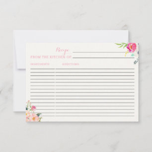 Tarjeta de receta floral y poema