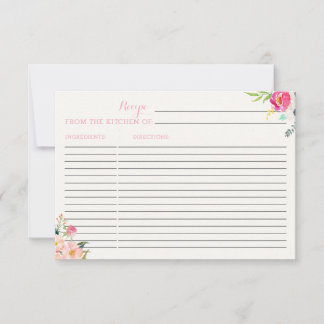 Tarjeta de receta floral y poema