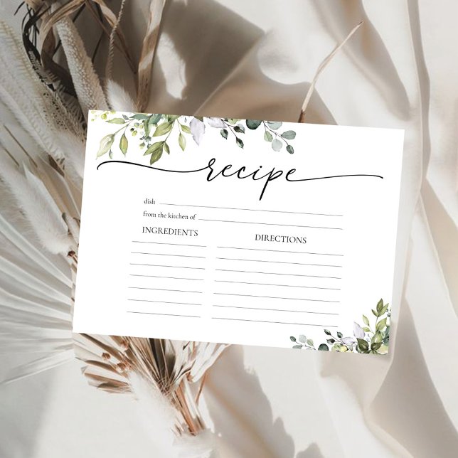 Tarjeta de receta grande floral de eucalipto verde (Subido por el creador)