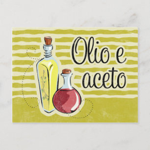 Tarjeta de receta italiana para aceite y vinagre