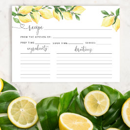 Tarjeta de receta Lemon Bridal Shower