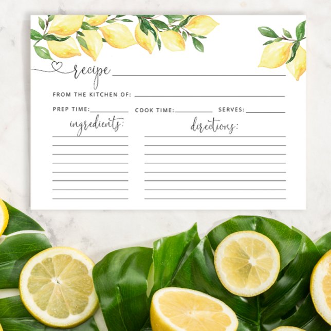 Tarjeta de receta Lemon Bridal Shower (Subido por el creador)