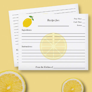 Tarjeta de receta Lemon Bridal Shower