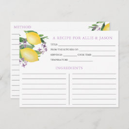 Tarjeta De Receta Lemons Lavender Con Nombres Pare