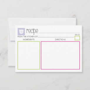Tarjeta de receta ligera y colorida