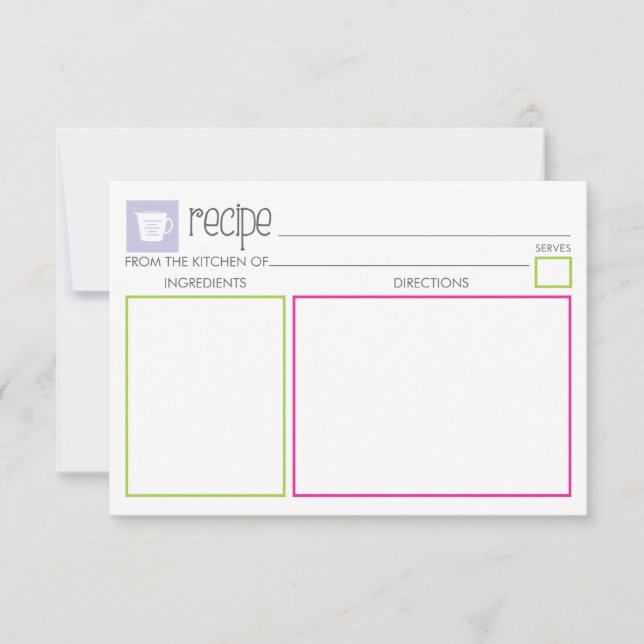 Tarjeta de receta ligera y colorida (Anverso)