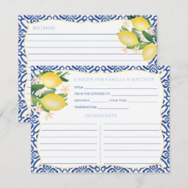 Tarjeta de receta Majolica Tiles Lemons Bridal Sho