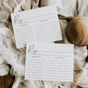 Tarjeta de receta manuscrita Minimalista moderna