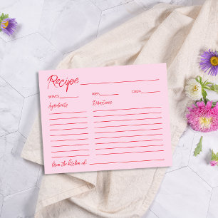 Tarjeta de receta manuscrita rosa de ducha de novi