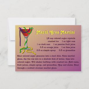 Tarjeta de receta Mardi Gras Martini