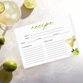 Tarjeta de receta Margarita Cocktail Bridal Shower