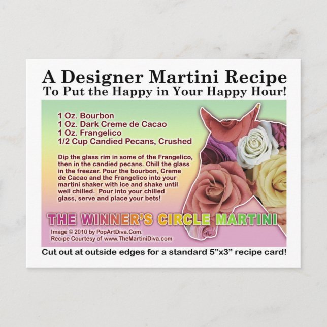 Tarjeta de receta Martini de Winner's Circle Horse (Anverso)