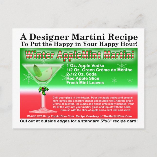 Tarjeta de receta Martini para Navidades de la Cas (Anverso)