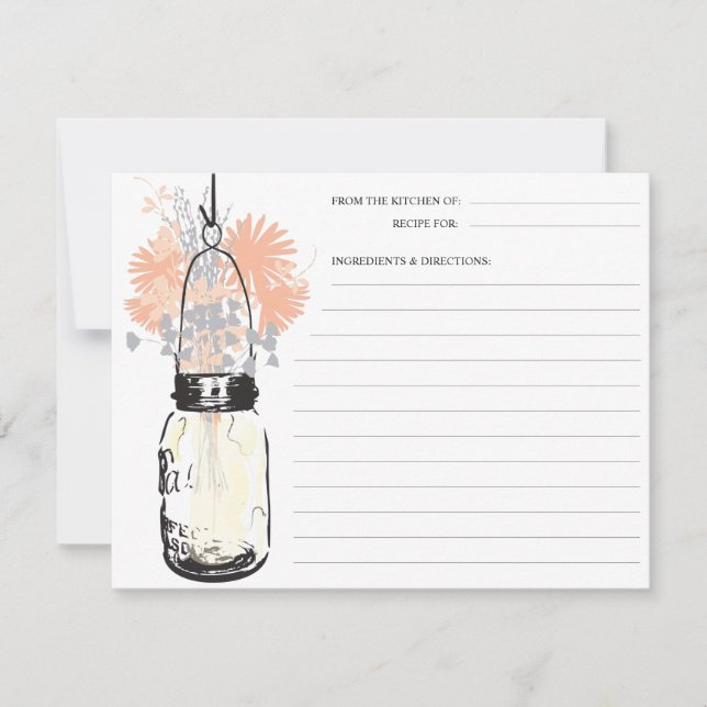Tarjeta de receta Mason Jar & Wildflowers (Anverso)