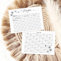 Tarjeta de receta minimalista de las flores de dan