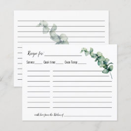 Tarjeta de receta Minimalista Eucalyptus Greenery