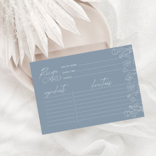 Tarjeta de receta moderna de escritura floral azul