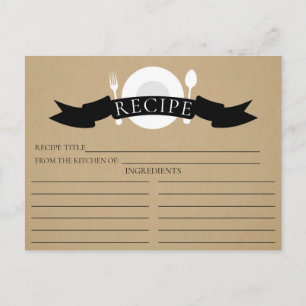 Tarjeta de receta moderna Kraft Bridal Shower