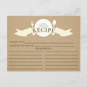 Tarjeta de receta moderna Kraft Bridal Shower