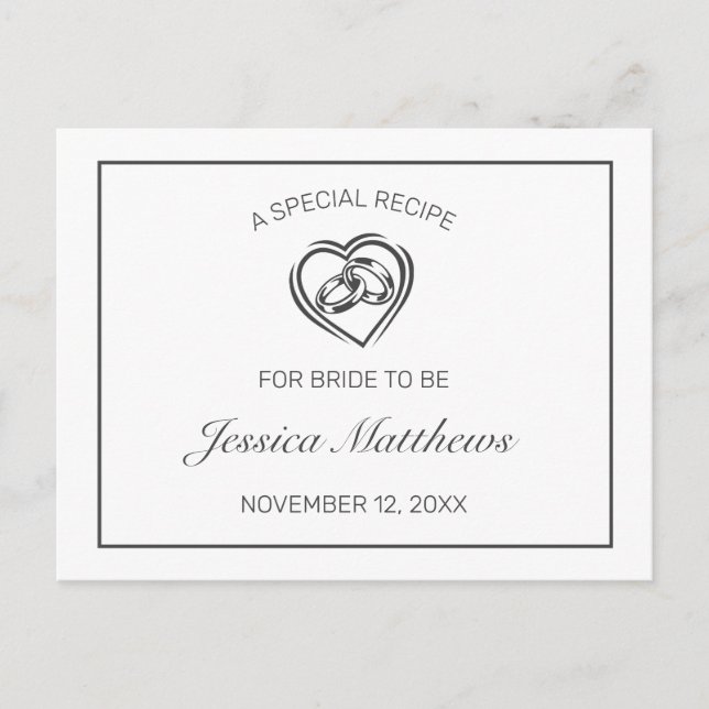 Tarjeta de receta moderna Minimalista de ducha de  (Anverso)