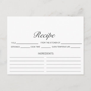 Tarjeta de receta moderna Minimalista de ducha de