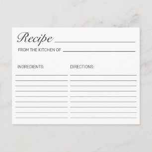 Tarjeta de receta moderna Minimalista de ducha de