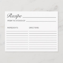 Tarjeta de receta moderna Minimalista de ducha de