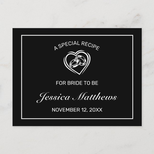 Tarjeta de receta moderna Minimalista para ducha d (Anverso)