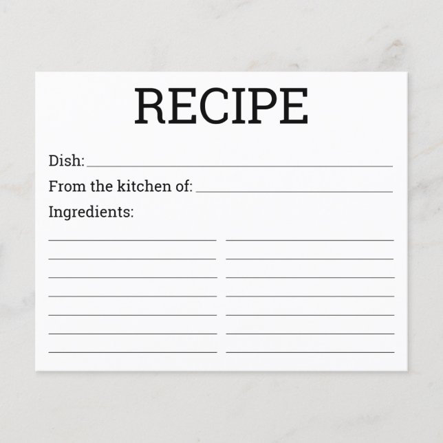 Tarjeta de receta moderna simple (Anverso)