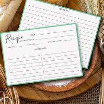 Tarjeta de receta moderna simple verde
