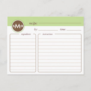 Tarjeta de receta monograma para ducha de novia