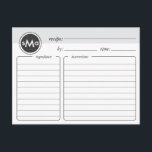 Tarjeta de receta monograma para ducha de novia<br><div class="desc">Comience bien la novia con una colección de recetas de todos los huéspedes de la ducha. Incluir esta receta en la invitación a la ducha de novia.</div>