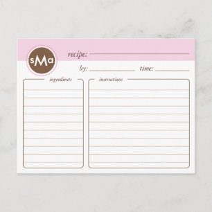 Tarjeta de receta monograma para ducha de novia