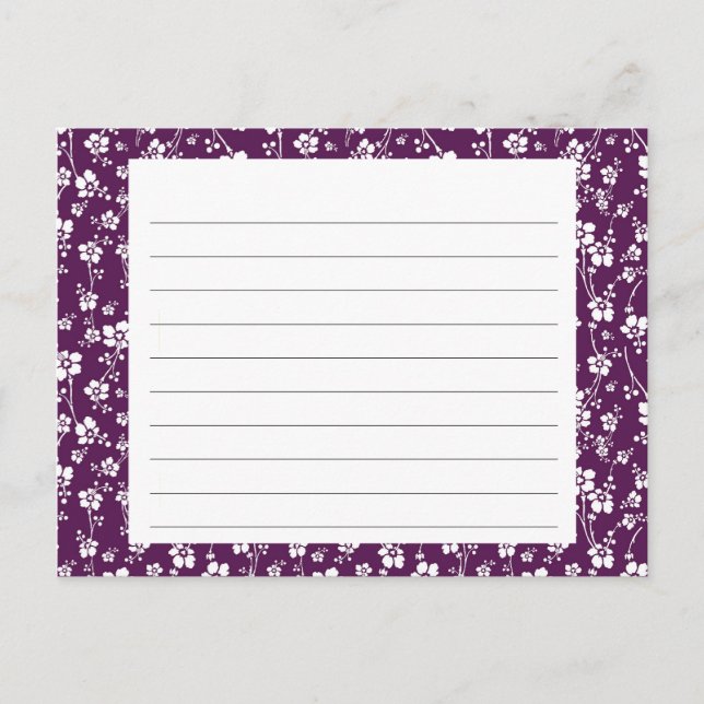 Tarjeta de receta morada floral (Anverso)