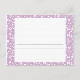 Tarjeta de receta morada floral