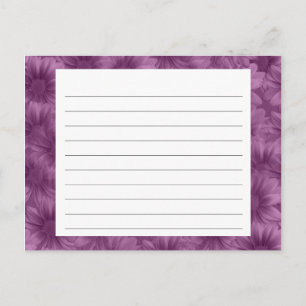 Tarjeta de receta morada floral