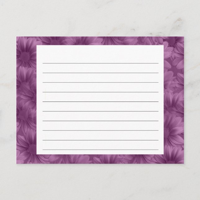 Tarjeta de receta morada floral (Anverso)