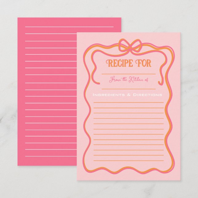 Tarjeta de receta Naranja rosa de marco ondulado c (Anverso / Reverso)