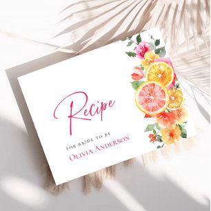 Tarjeta de receta nupcial de flores cítricas brill