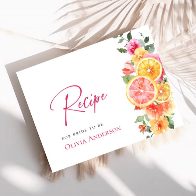 Tarjeta de receta nupcial de flores cítricas brill (Subido por el creador)