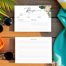 Tarjeta de receta Palm Hibiscus Tropical Bridal Sh