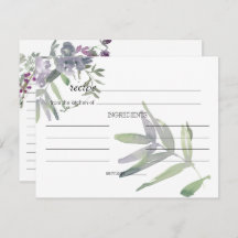 Tarjeta de receta para Boda de lavadora de flores