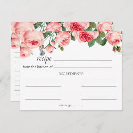 Tarjeta de receta para Boda floral rosa de rosa ru