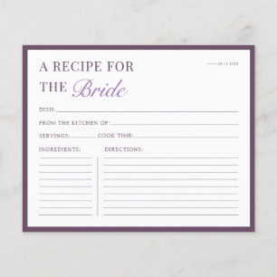Tarjeta de Receta para Bridal Shower Berenjena Mor