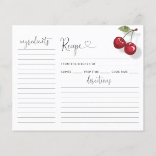 Tarjeta de Receta para Brindis de Boda de Cereza